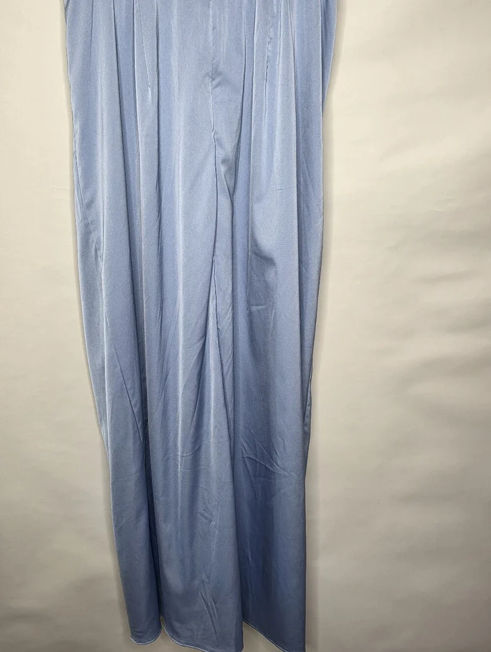 Abercrombie & Fitch Draped Twist Front Maxi Dress Size L Satin Blue Event Party